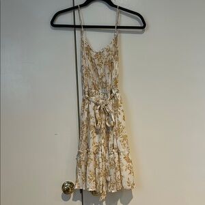 Mine Cream and Tan Floral Mini Dress